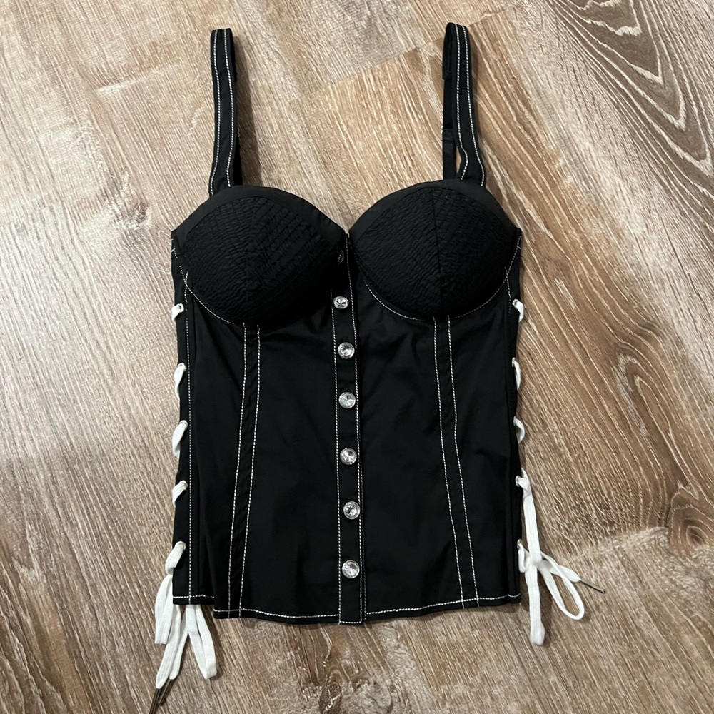 I.AM.GIA black lace up sides bustier corset top brand new with tags never worn